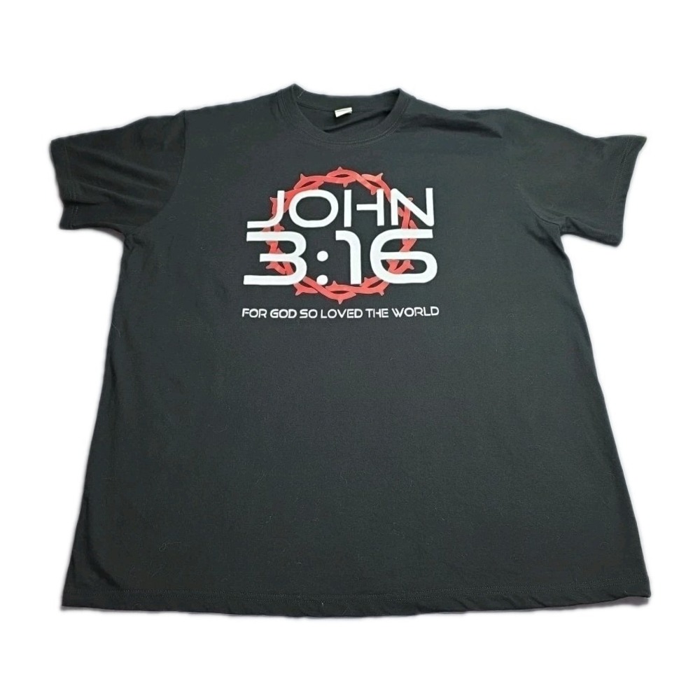 Men's‎ Casual Crew Neck T-Shirt, John 3:16 Inspirational Quote Print